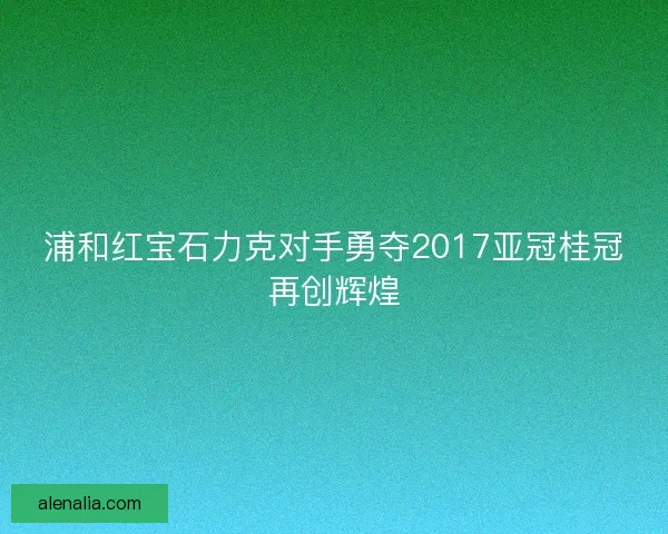 浦和红宝石力克对手勇夺2017亚冠桂冠再创辉煌